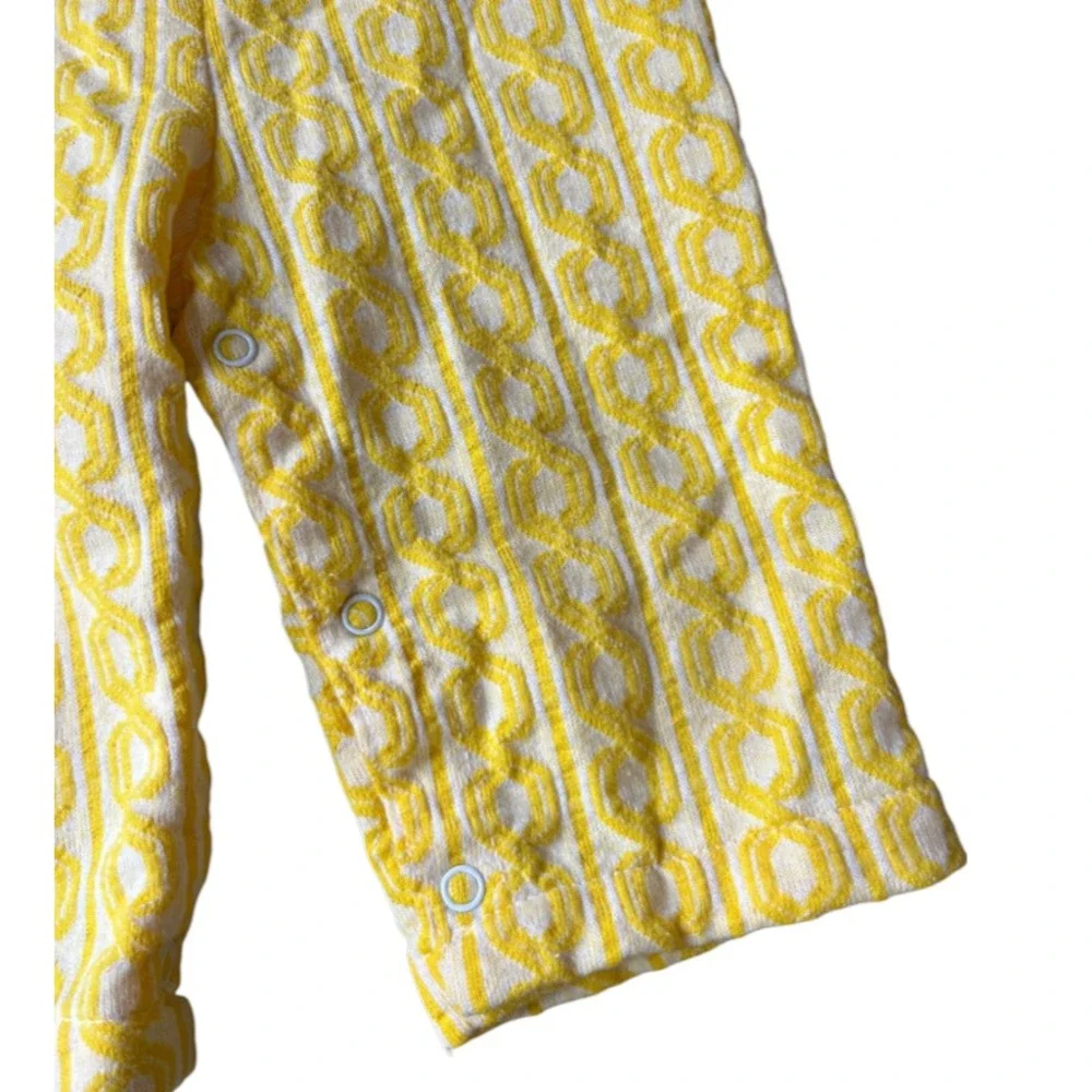 Vtg HEALTH-TEX Stantogs Romper Zip-Up YELLOW CHAIN PRINT Long Leg/Sleeve 18M